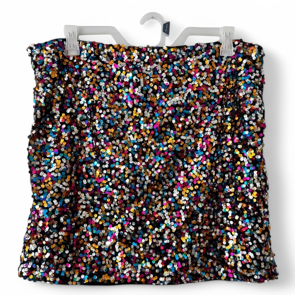 Multicolor Sequin Mini Skirt Bodycon Party Festival Shiny Sparkly Size 3XL